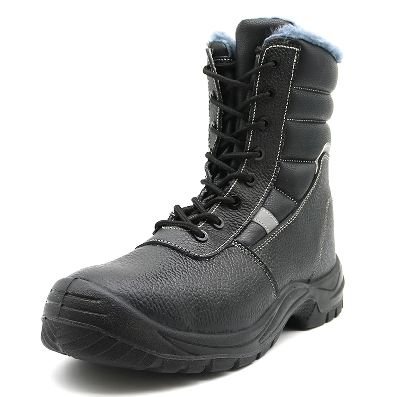 TM2018 High ankle oil slip resistant fur lining steel toe puncture proof winter safety boots