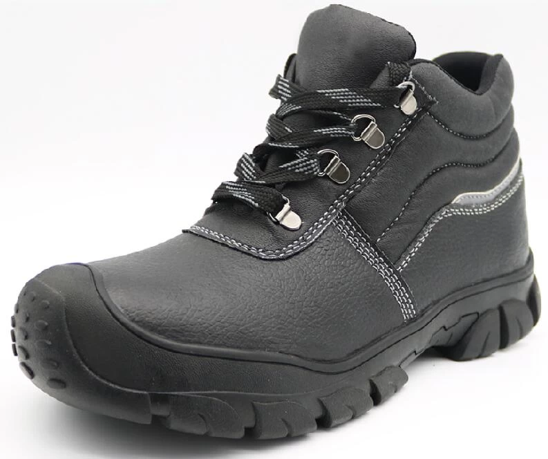 TM3007防滑耐油廉价黑色皮革安全靴钢脚趾帽