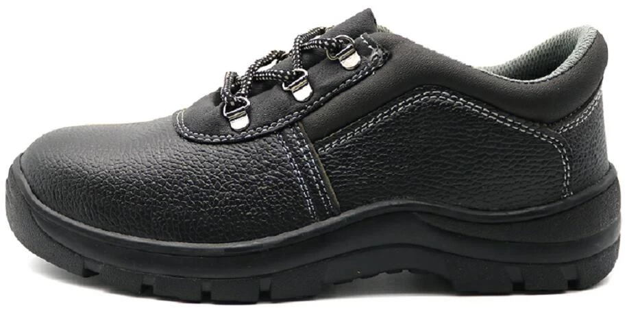 TM3011 Black leather cemented construction site work shoes steel toe cap