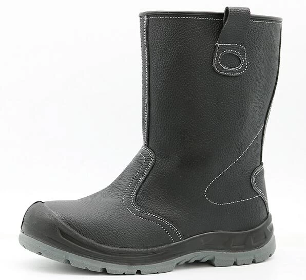 TM5009 Black Leather Oil Resistente all'acqua antiscivolo antiscivolo Anti Puncture No Laces High Rigger Boots
