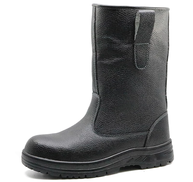 W1016 Cemented rubber sole leather steel toe fur lining winter welding boots