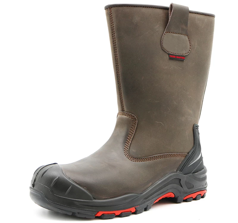 W1020 Oil Resistente all'acqua Anti Slip Puncture Pelle Pelle High Rigger Boots Boots Composite Toe