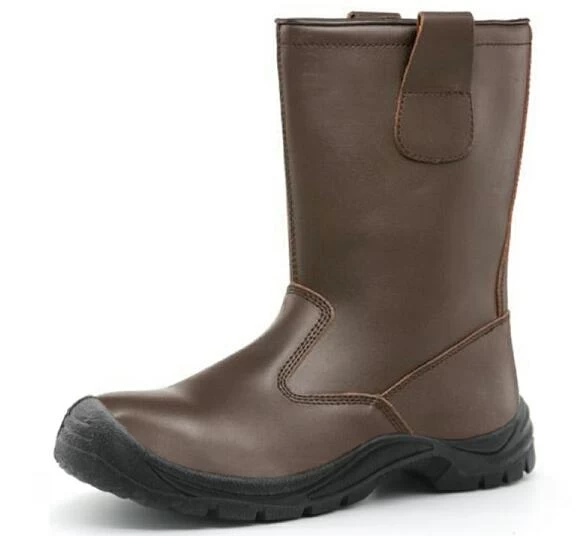 W1021 Brown oil water resistant anti slip steel toe puncture proof welding boots without laces