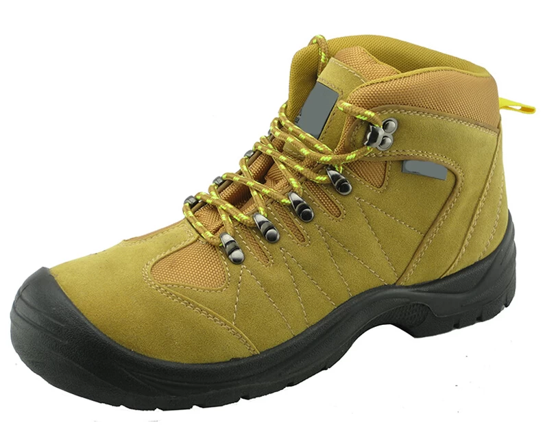 calzado de seguridad de cuero color amarillo de microfibra
