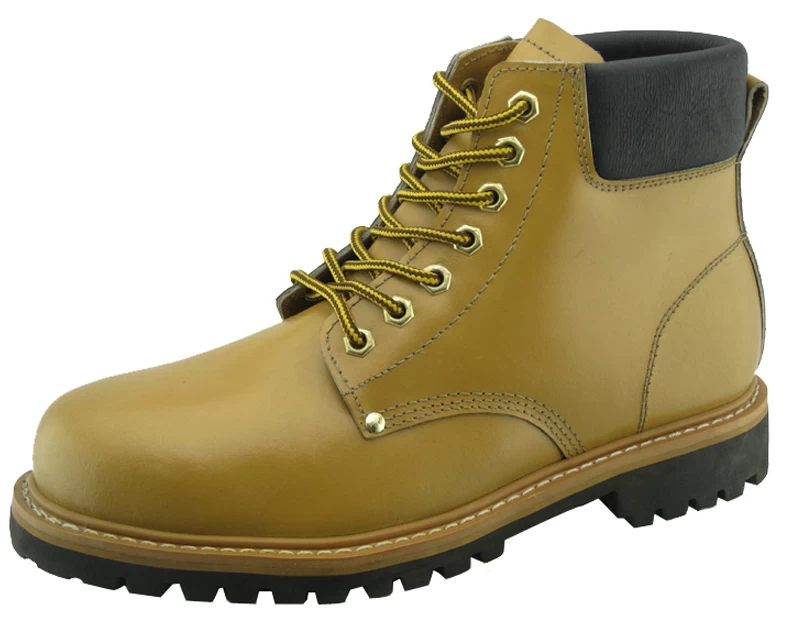 Yellow corrected leather goodyear safety boots shoes