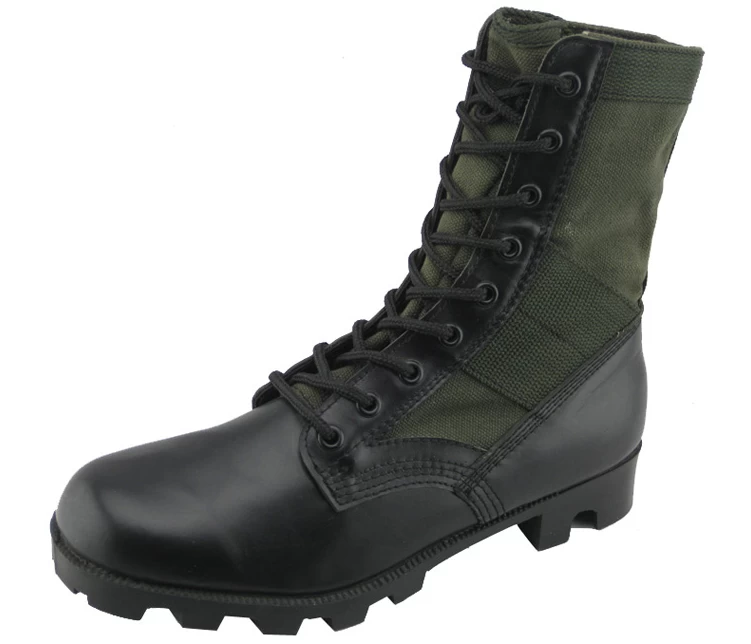 vulcanized genuine leather and fabric men army jungle boots