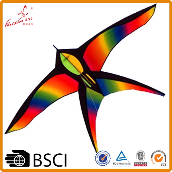 single line rainbow colorful bird kite from the kite factory