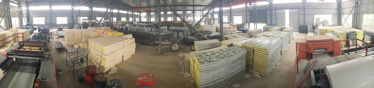 Panorama shooting of container house production workshop