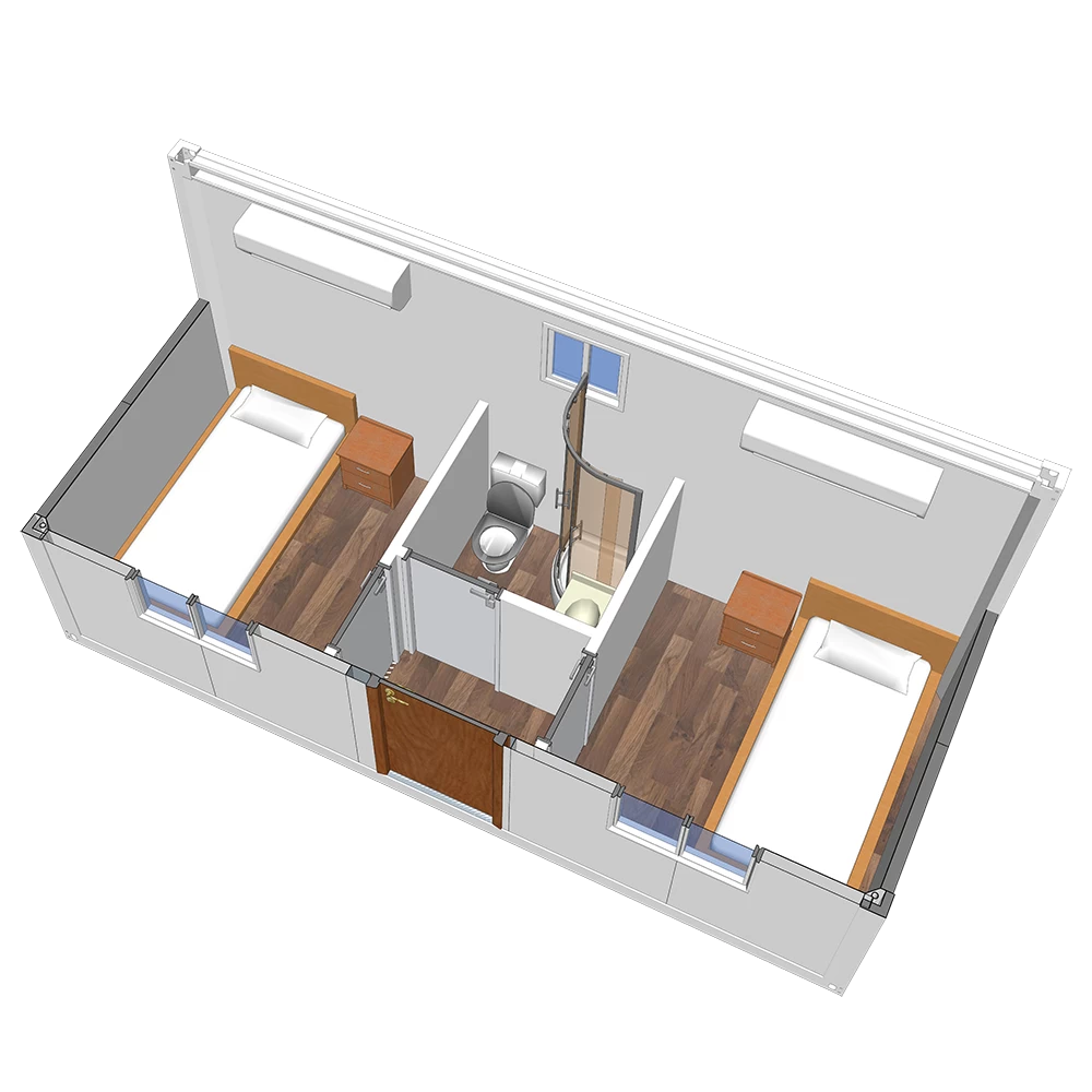 Double Dortoir - Plans de petite maison à toit plat préfabriqués Fournisseur moderne de maison de conteneur prête à l'emploi