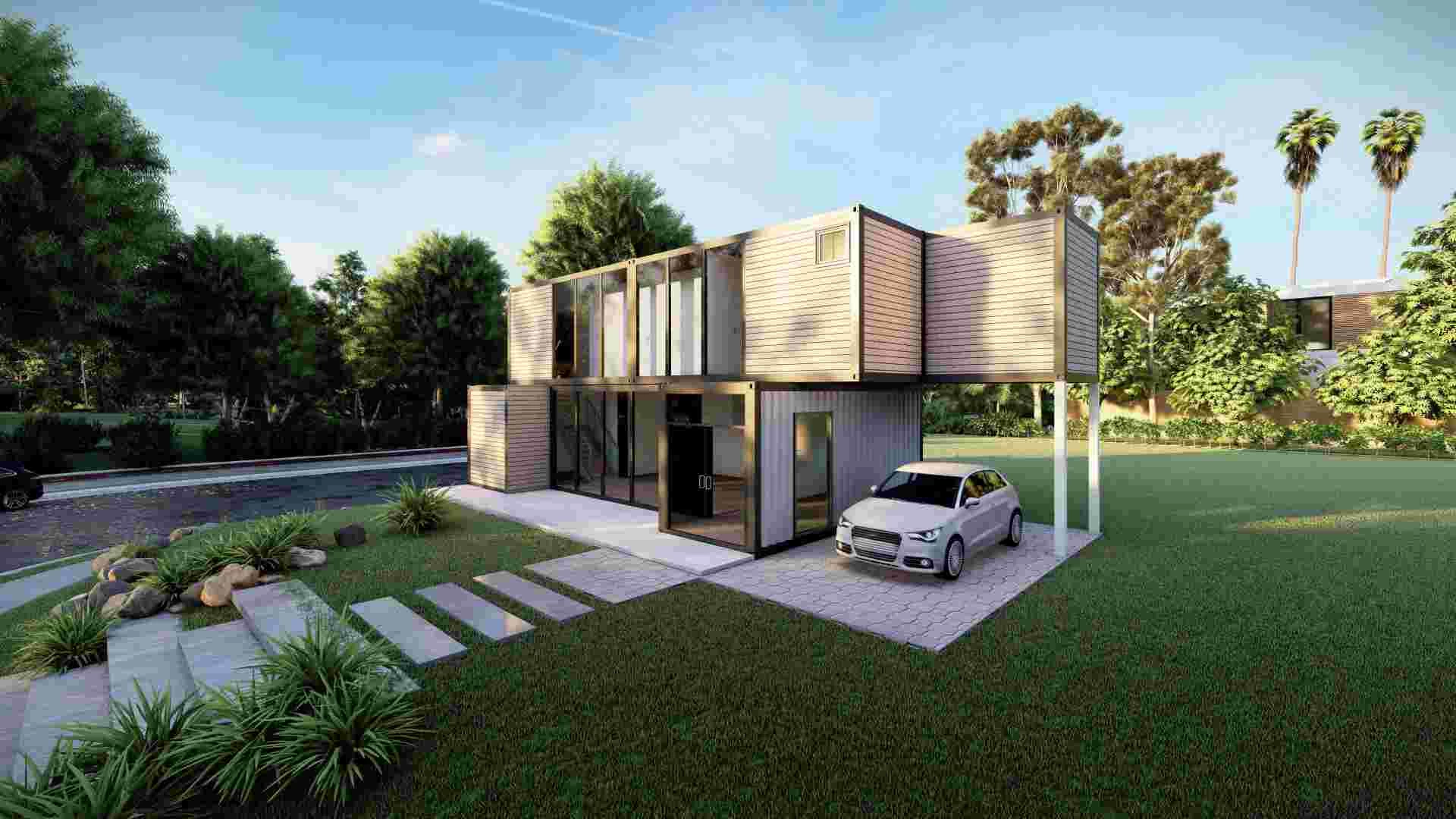 Prefab Build Kleine moderne Stahlstruktur Container Häuser Güterhäuser -2x06