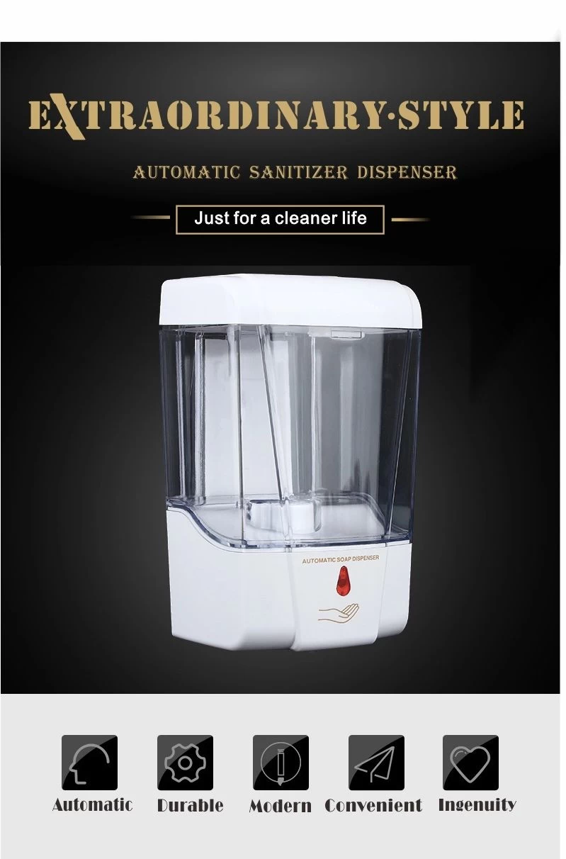 Dispenser di sapone disinfettante per le mani automatico da 700 ml a parete con  sensore, produttore di distributori automatici di lavaggio a mano da 700 ml