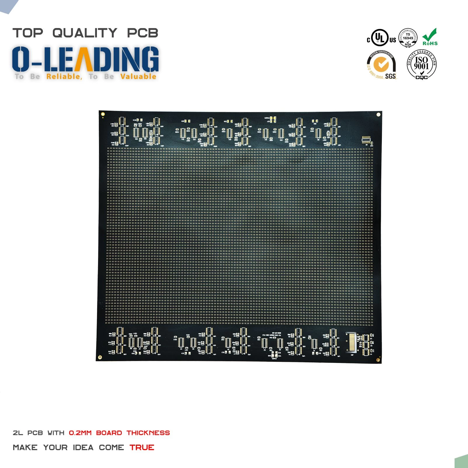 Werkseitige Anpassung Ultradünne Leiterplatte mit 0,2 mm Dicke Hartgold 30u