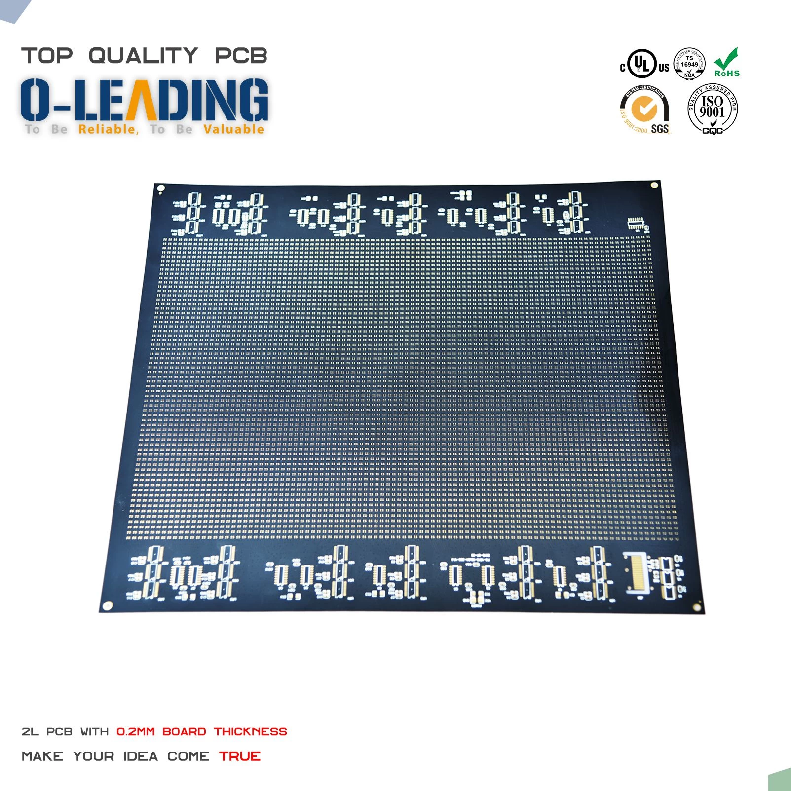 Werkseitige Anpassung Ultradünne Leiterplatte mit 0,2 mm Dicke Hartgold 30u