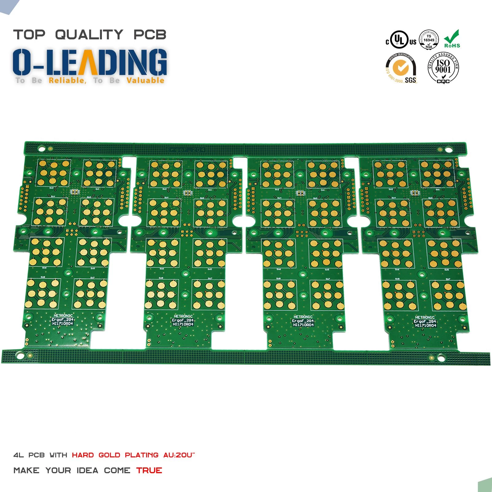 HOT sell Printed circuit boards supplier with hard gold thickness 30u
