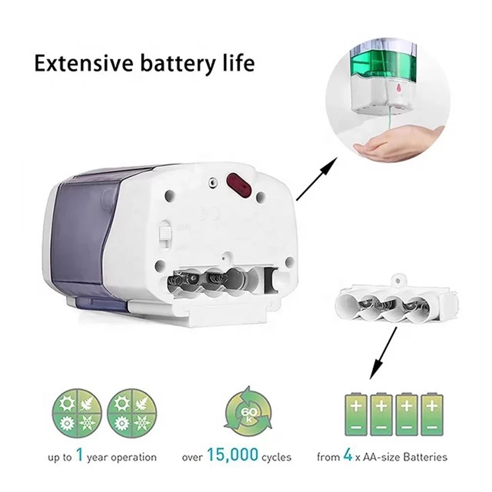 Hochwertiger elektrischer Händedesinfektionsspender Automatischer Kunststoff-Flüssigseifenspender mit großer Kapazität