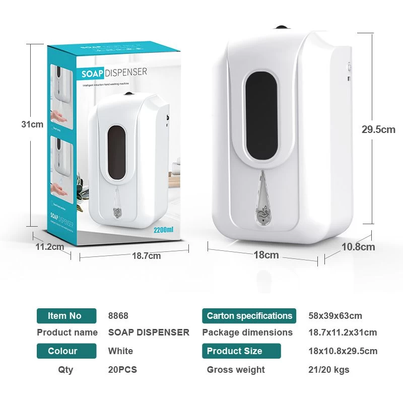 In Stock! 2200ML Electric touchless liquid soap dispensers plastic automatic hand free dispenser gel hand sanitizer dispenser