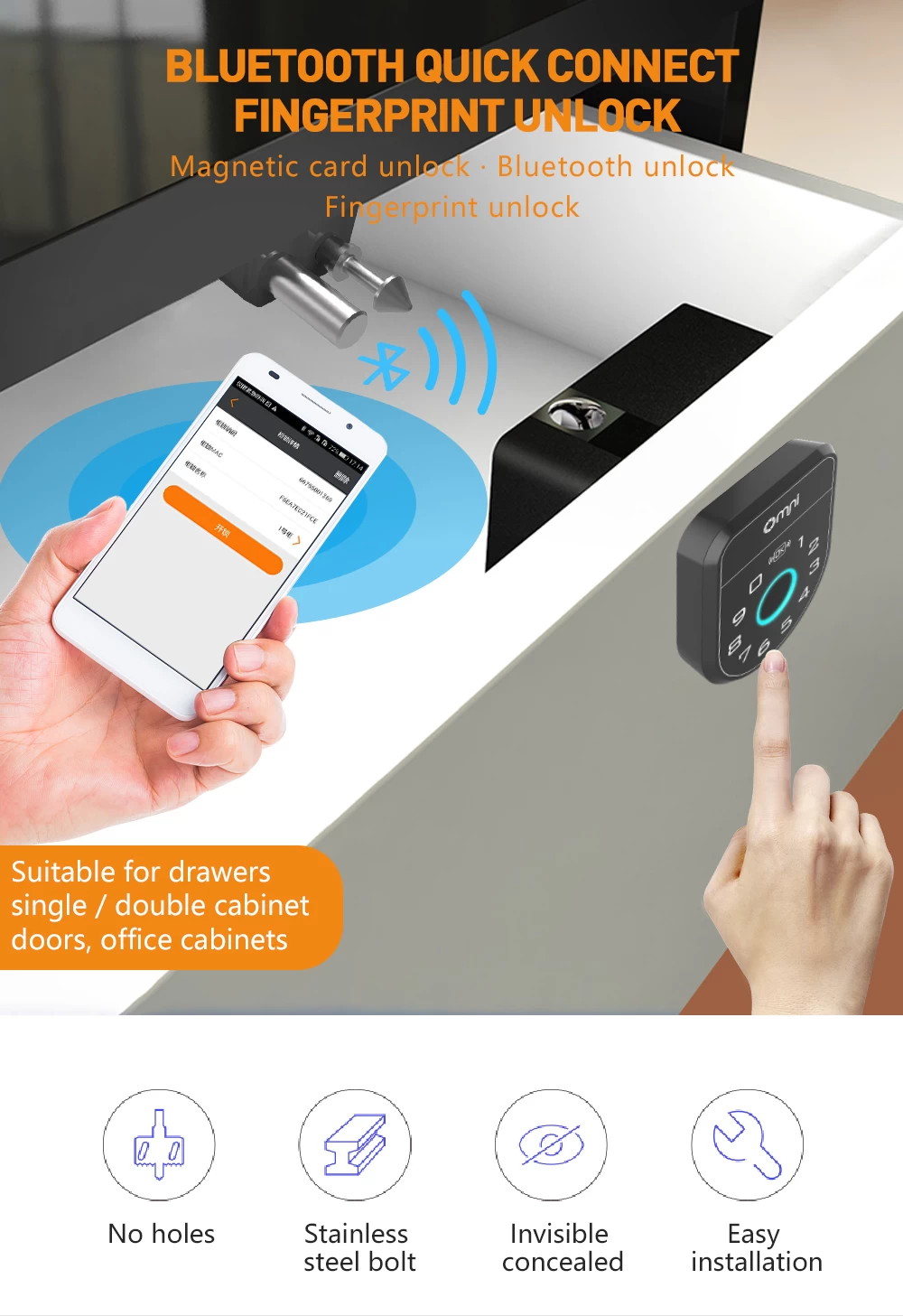 Serrure de meuble Smart Security Hidden Rfid Cabinet Lock