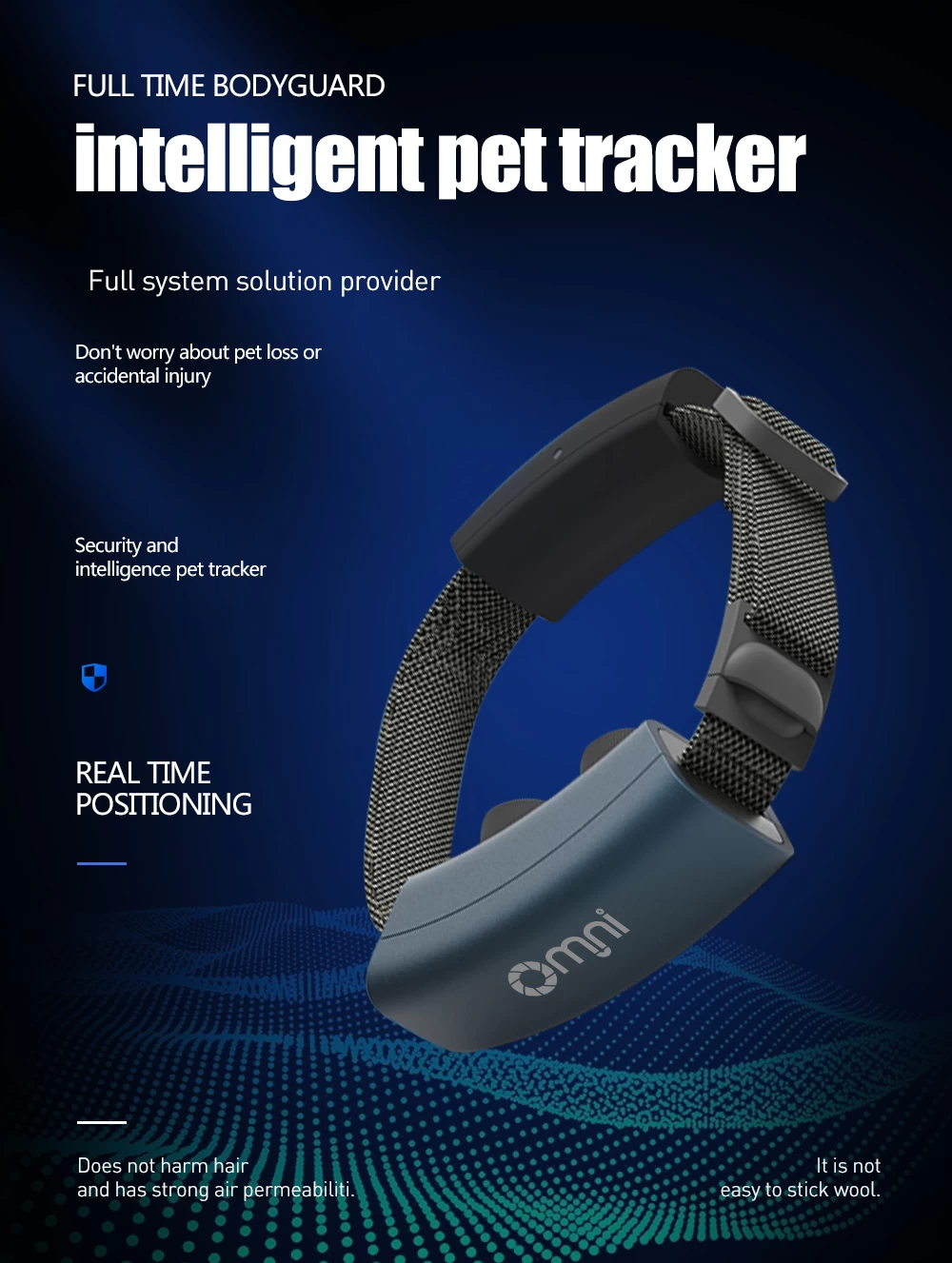 Sige Pet Tracker GPS Locater Chat Chien Tracker Chien Finder Collier  Intelligent Accessoires avec Clôture Alarme App Contrôle Conception Étanche  À La