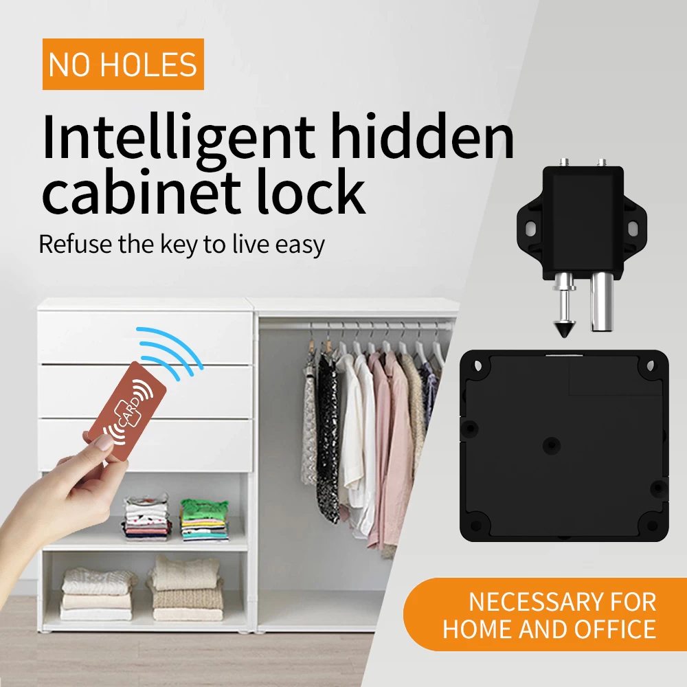 Hidden / Invisible RFID cabinet lock with Key Fob