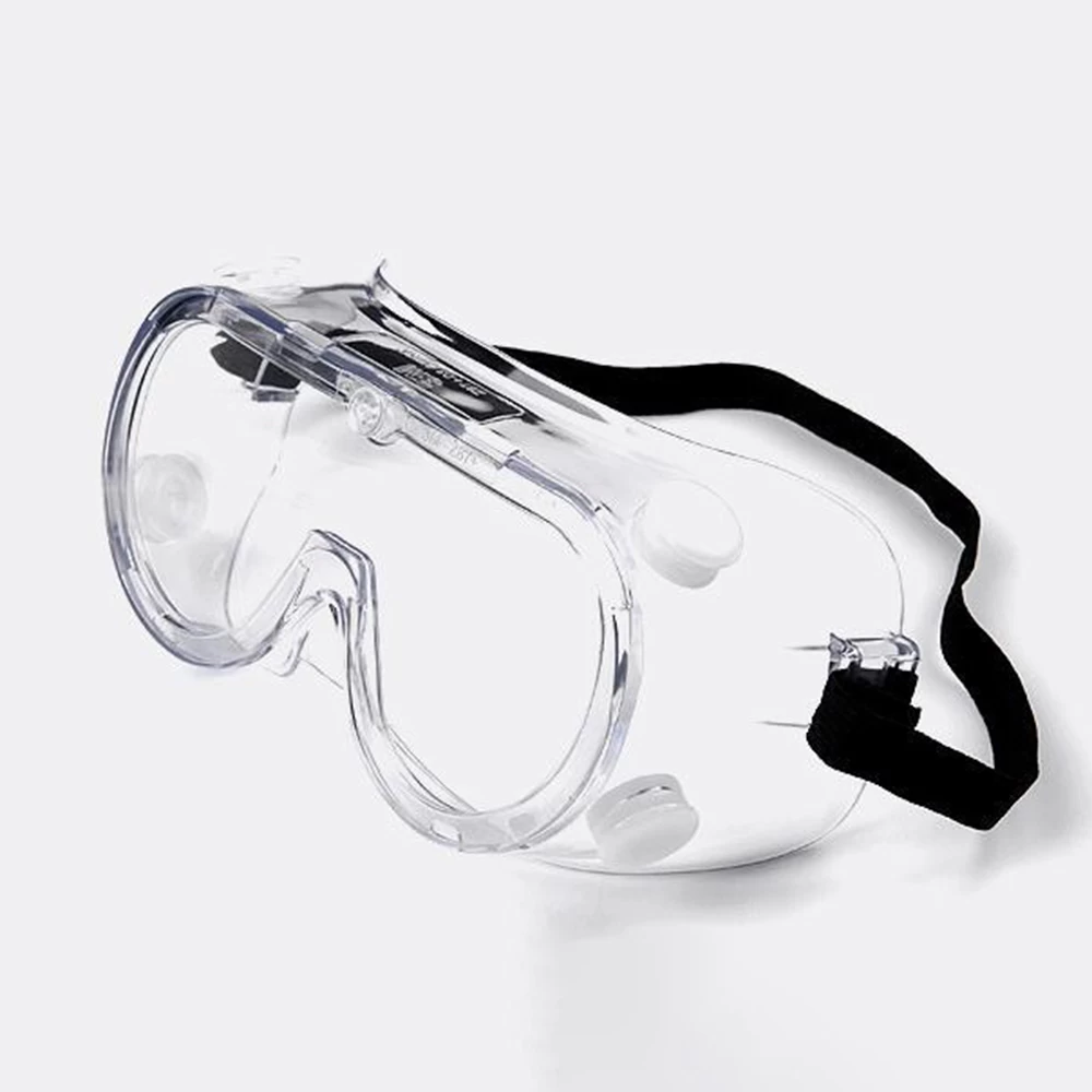 명확한 안개 방지 스크래치 방지 랩 어라운드 렌즈가 장착 된 안전 고글 실험 실용 화학 제품 보호 안경 화학 및 작업장 안전