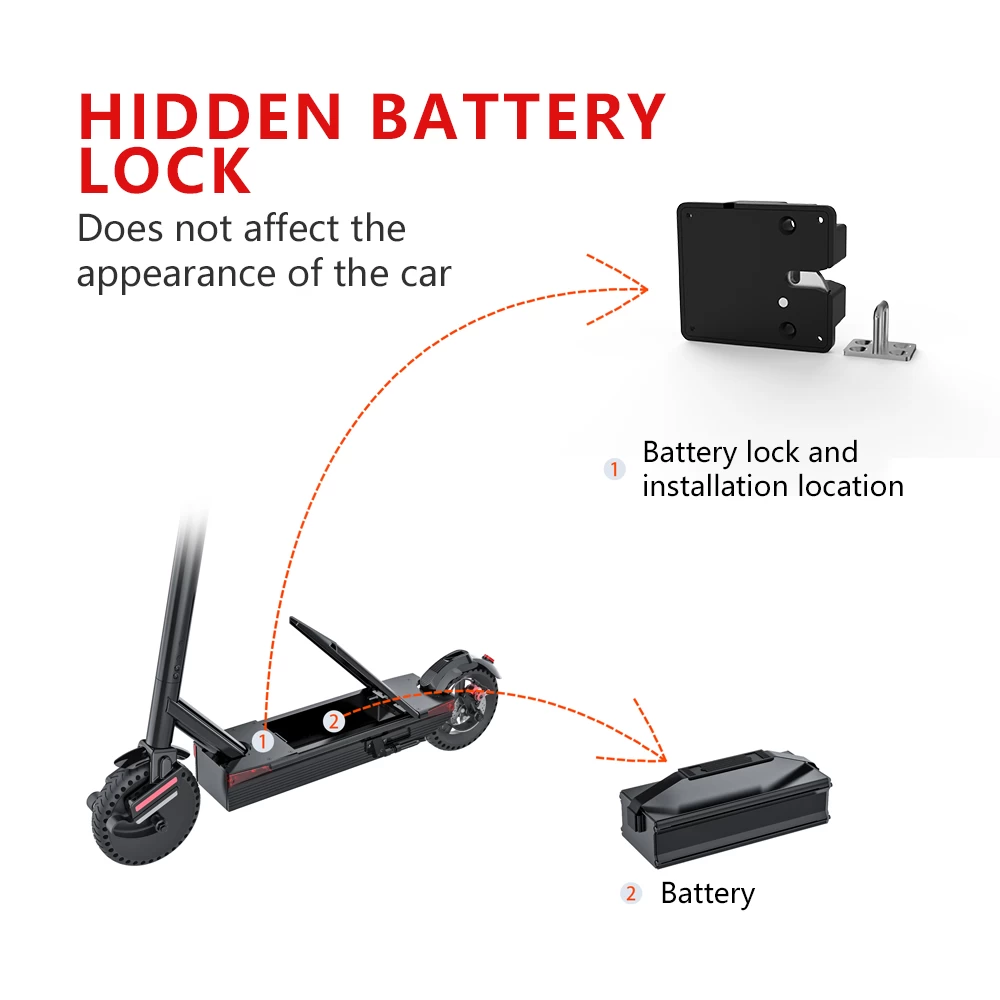 SMART Batterie Verrouillage intelligent scooters électriques / mopes de batterie verrouillage de la batterie Un déverrouillage à une touche via une application mobile