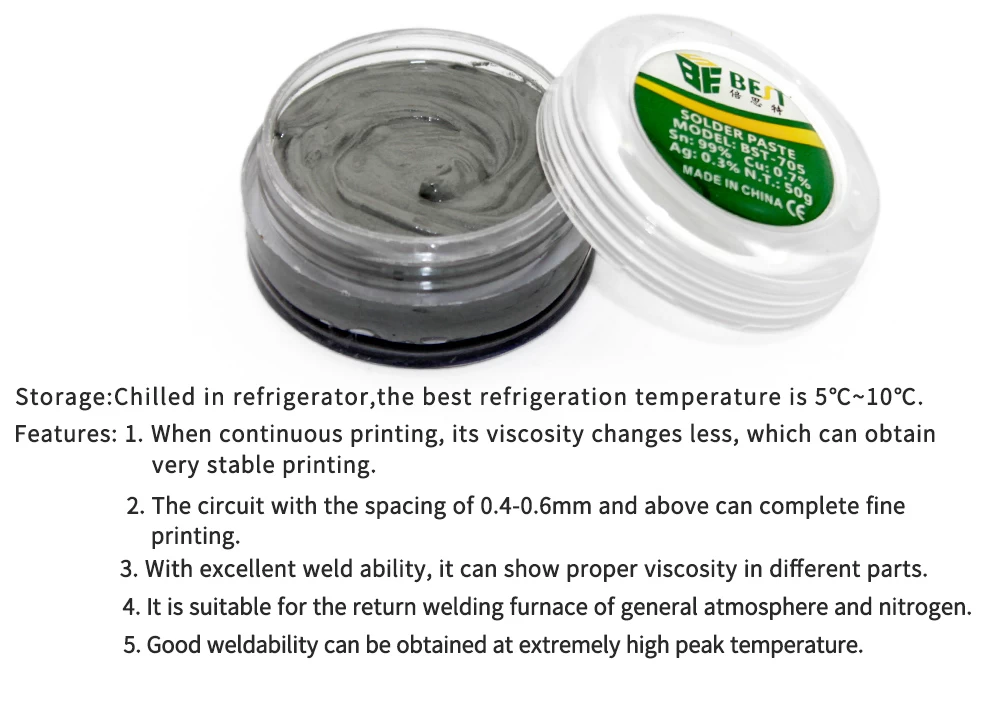 Sacx0307 Lead Free Best Rma Silver Tin Solder Paste for Reflow Soldering -  China Tin Paste for Soldering, Best Solder Paste for Reflow