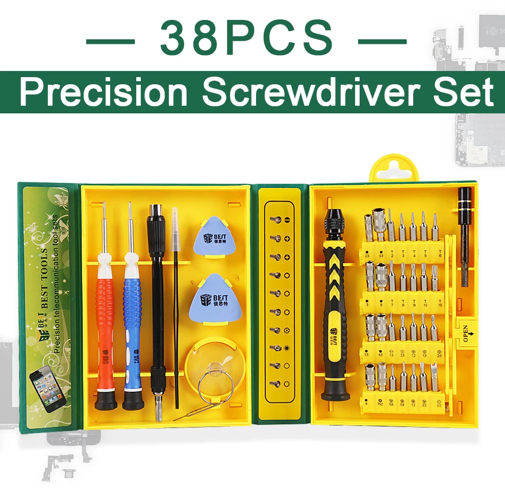 BEST-8921 38pcs Универсальный Repair Tool Kit Мобильный телефон ремонт  инструментов