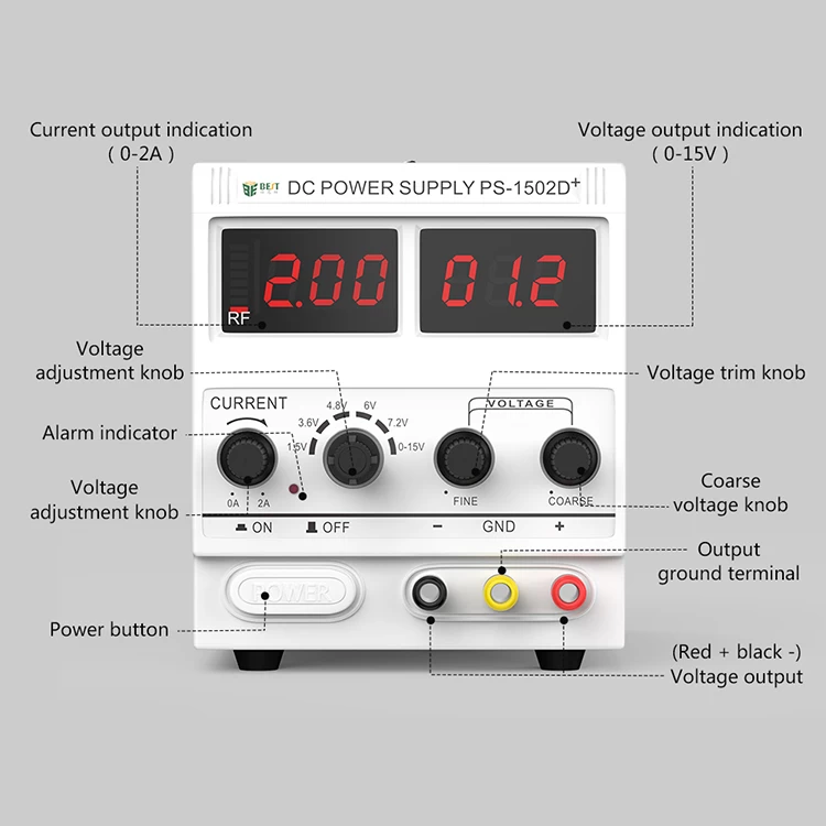 15V 2A DC regulated power supply manufacturer LED display  signal detecting BST-1502D+