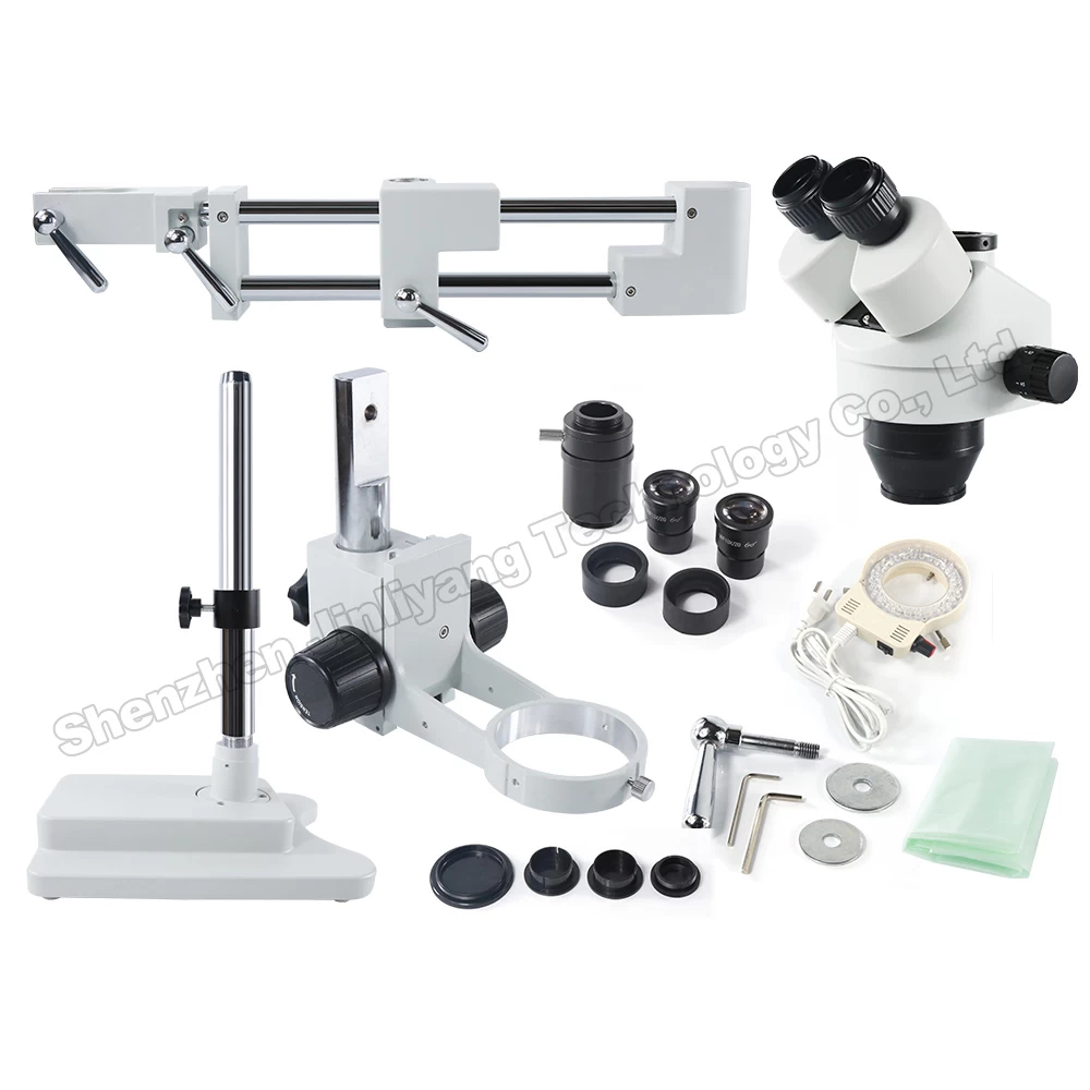 BST-X7 3.5X 7X 45X 90X双臂可调节支架放大立体显微镜用于工业PCB检测维修