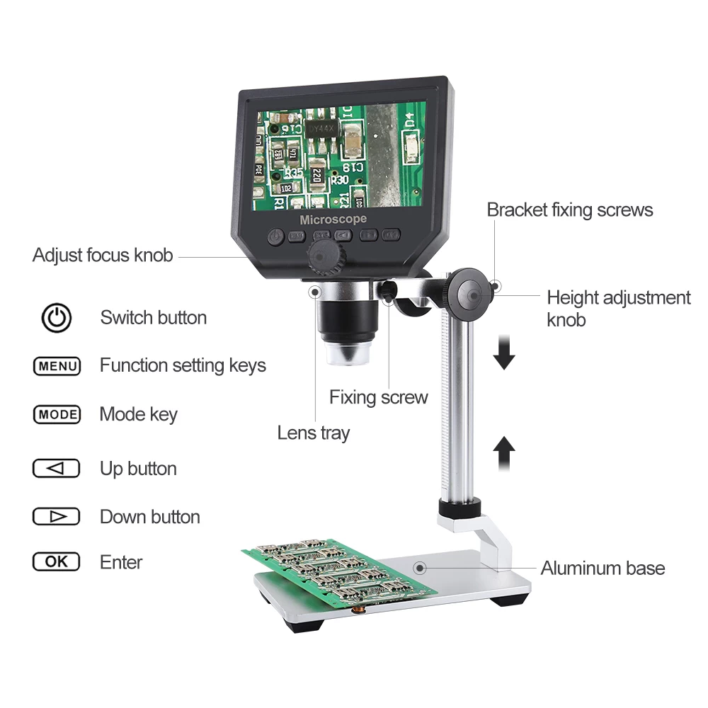 Microscope électronique 600X Digital pour la réparation de carte mère de carte PCB