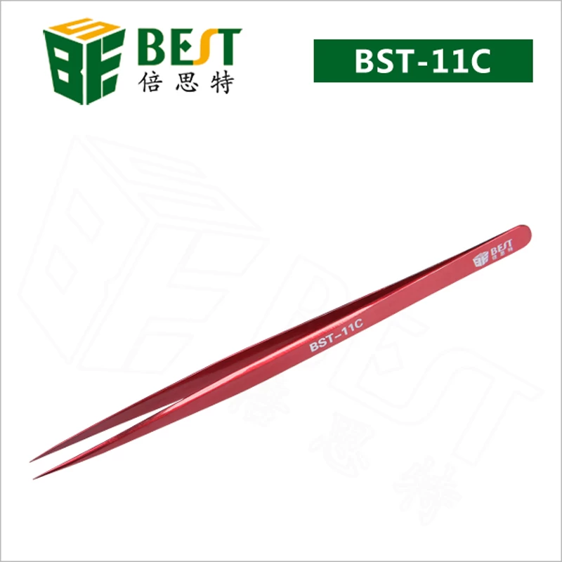 BST-11C color plated 302 stainless steel tweezers imports