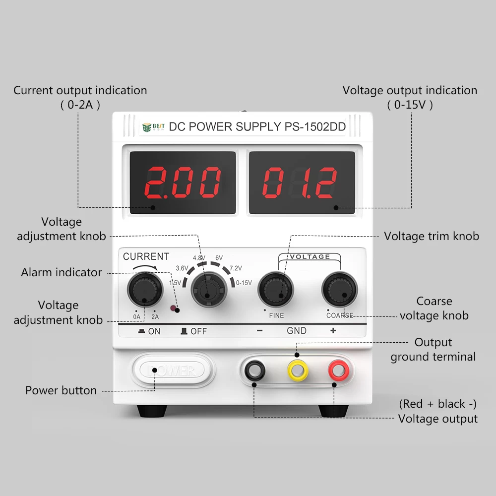 BEST-1502DD practical 15v 2A DC power supply for cell phone repairing