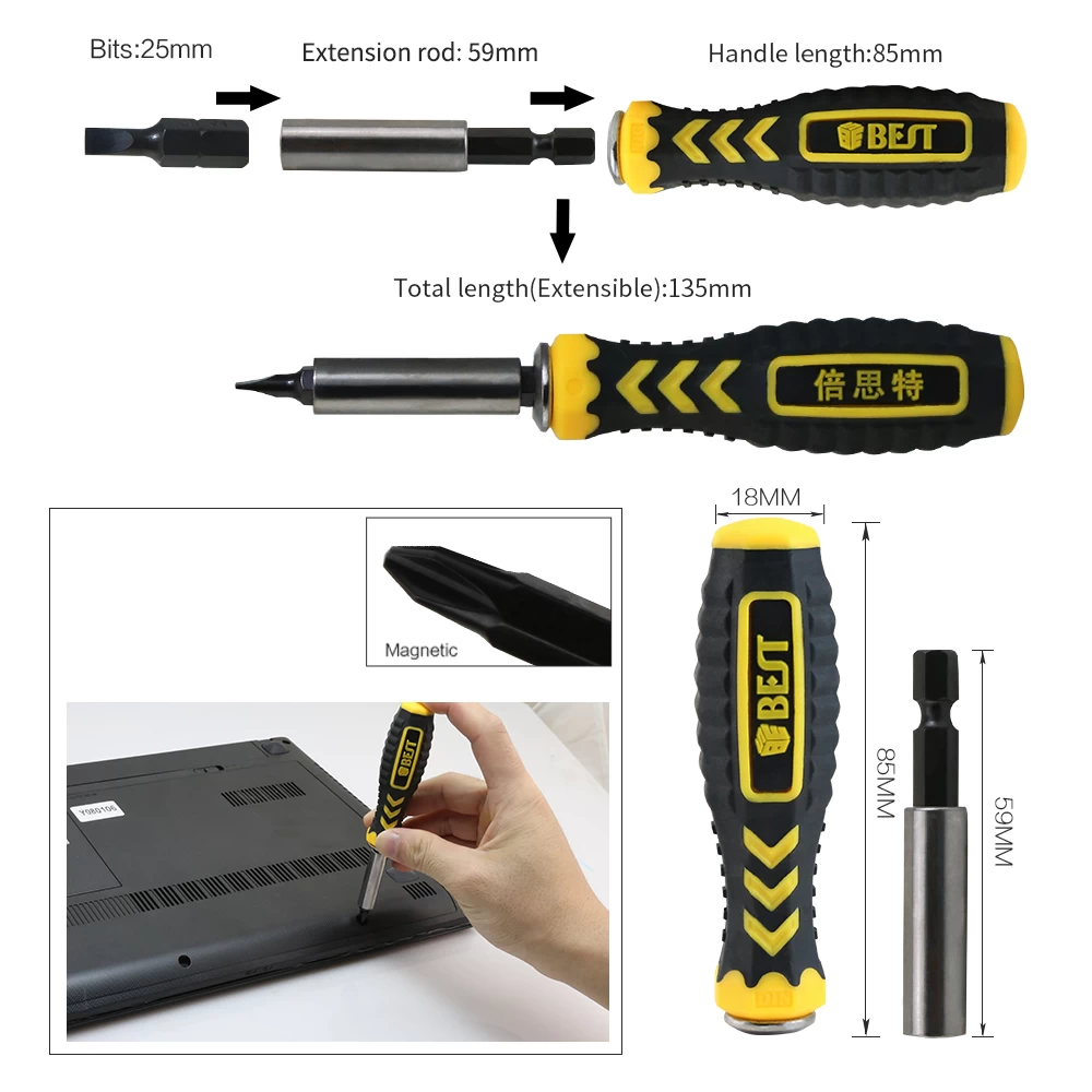 BEST 21068 32pcs in 1 Hand Tool Precision Magnetic Screwdriver Set for Repairing Computer Home Appliance
