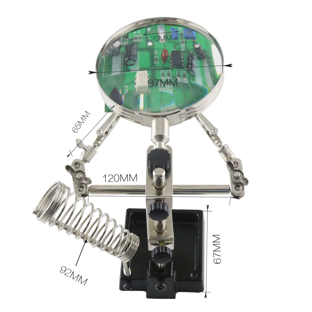 BEST-268Z Magnifying Glass 5X Magnifier Repair Tools Loupe Magnifying Tool Alligator Clip Soldering Solder Iron Stand