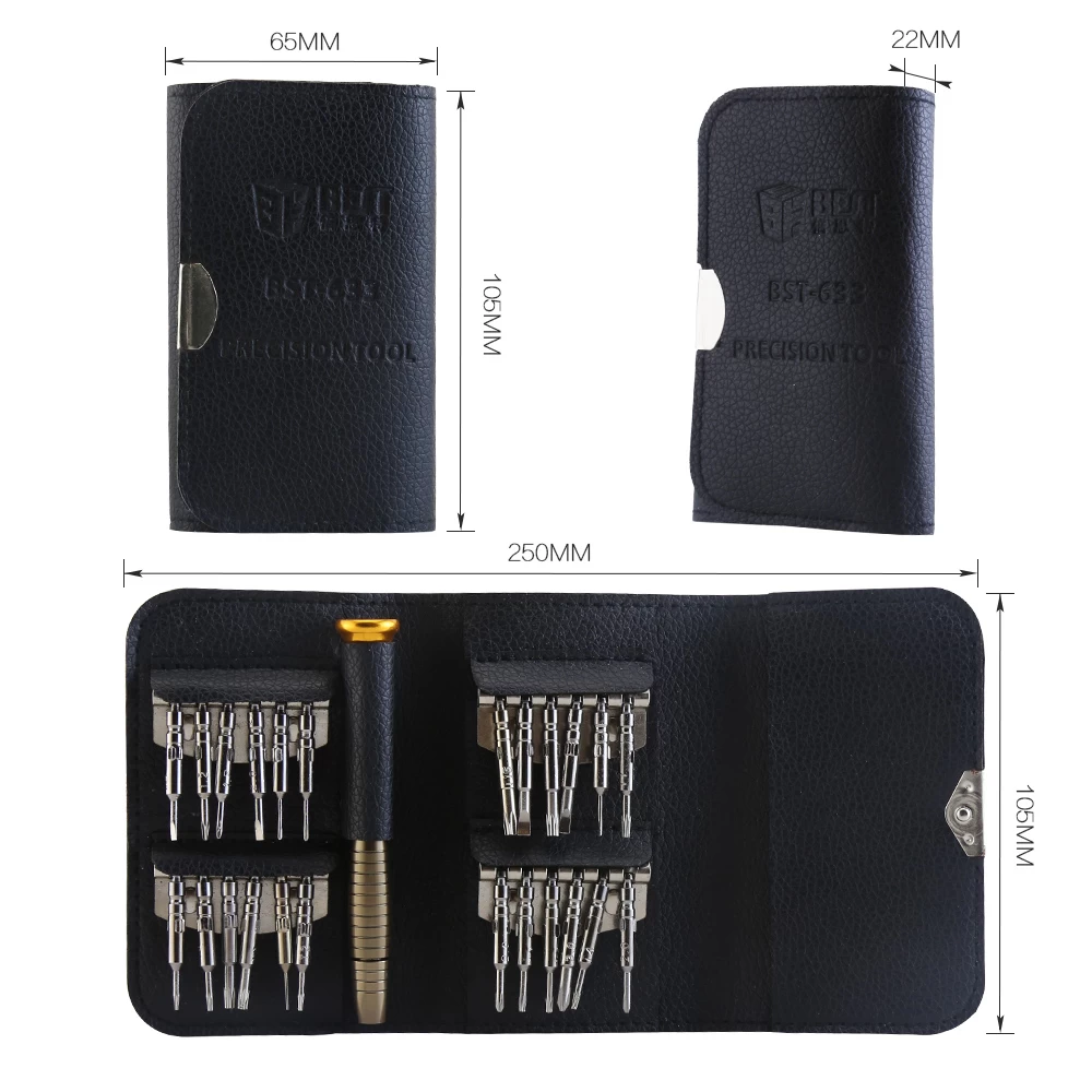 BEST-633A Hand-Reparatur-Werkzeug-Kit 25 in 1 Mini-Tasche Schraubendreher Set für Handy-Laptop-PC Reparatur
