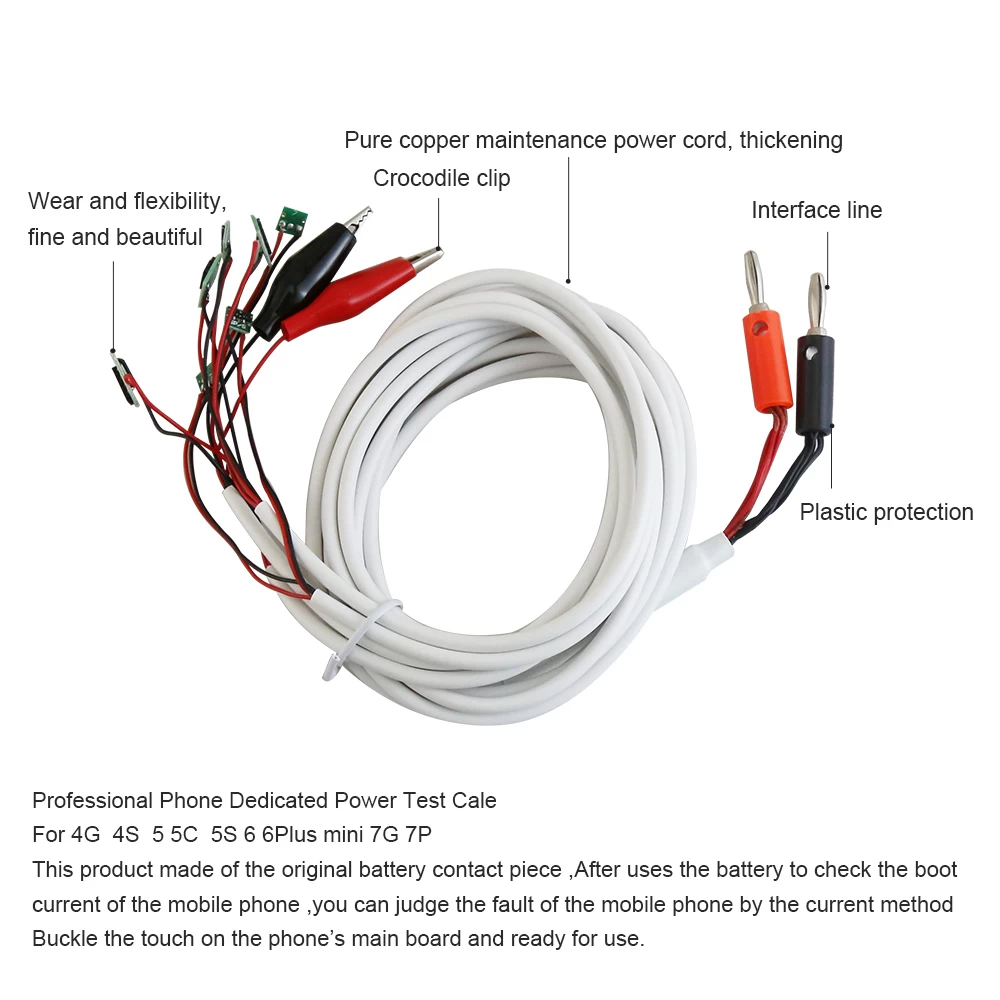 BESTE 8 in 1 Professionelle DC Stromversorgung Telefon Aktuelle Test Kabel für iPhoneX 8 7 6 Plus 5 S 5 4 S 4 Reparatur Werkzeuge