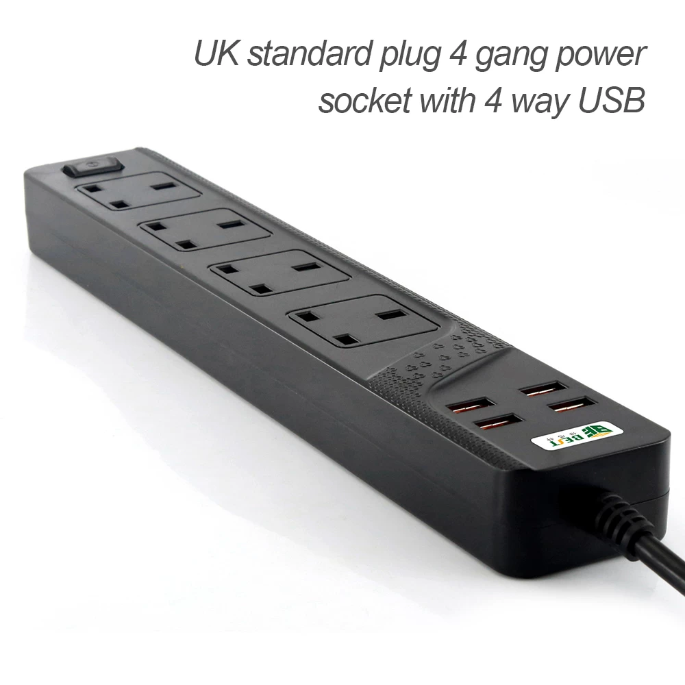 BKL-03 UK-Standardstecker 4-fach-Steckdose mit 4-poliger USB-Steckdose