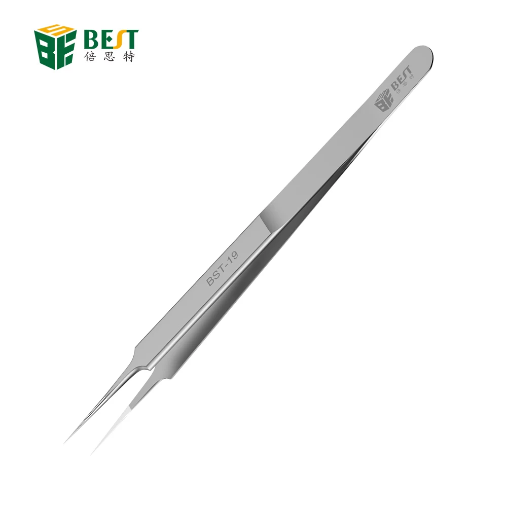 BST-19最新超长高品质精密不锈钢芯片导线线镊子睫毛延长体积镊子