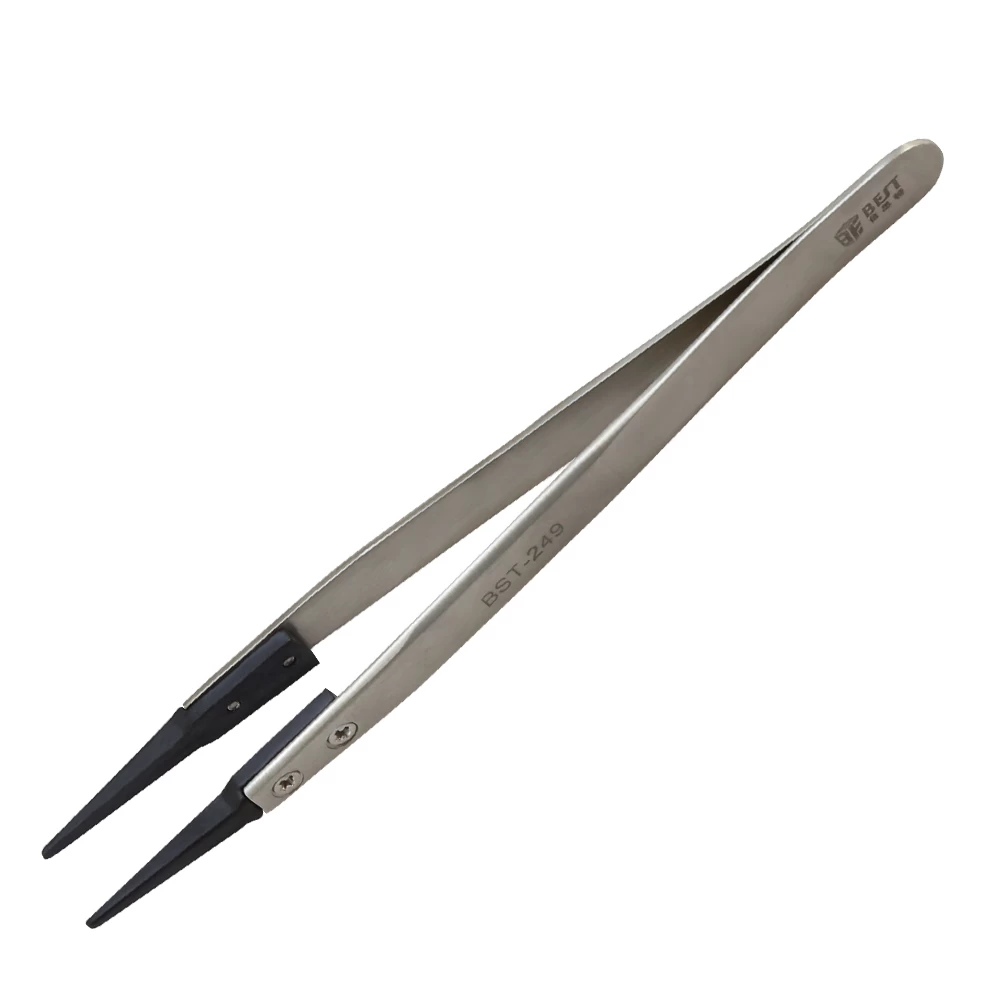 BST-249 Stainless steel Anti-static round tip tweezers with replaceable tip
