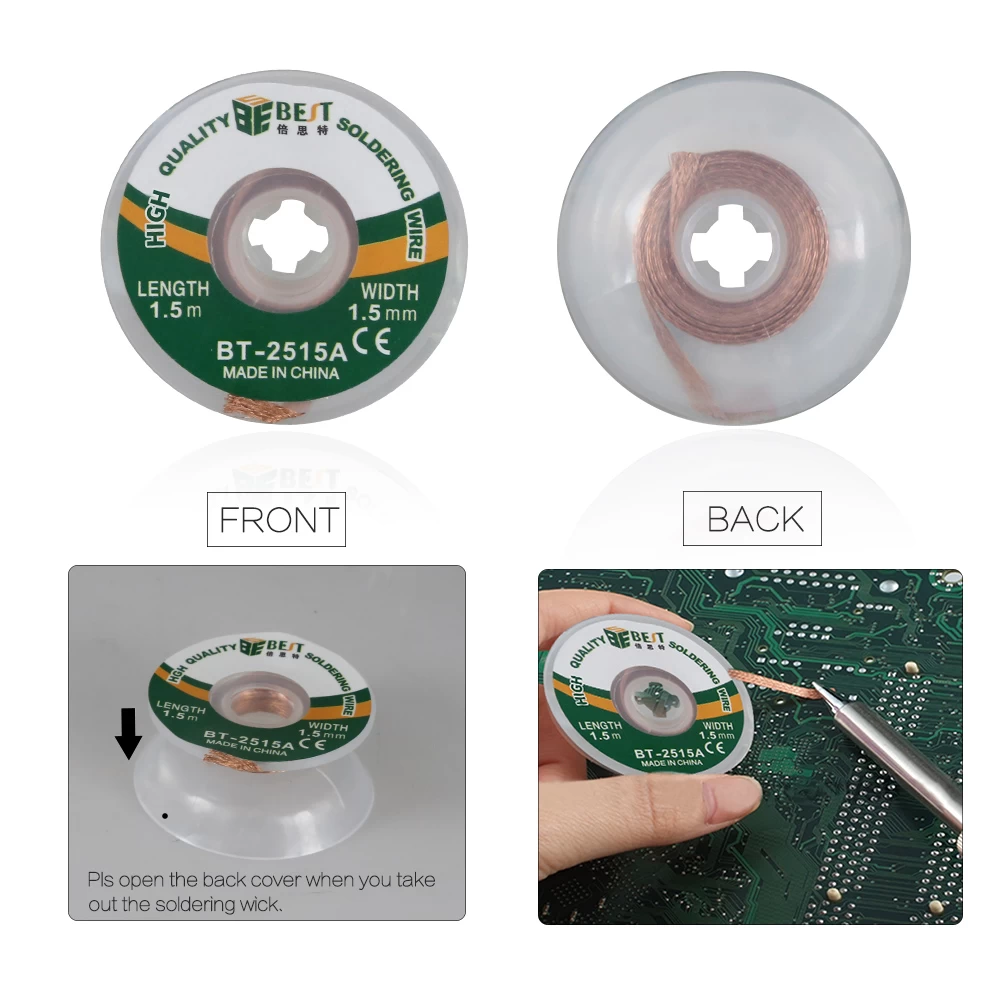 BST-2515A Solder Wick Remover Desoldering Braid Wire Sucker Cable Fluxed Flux