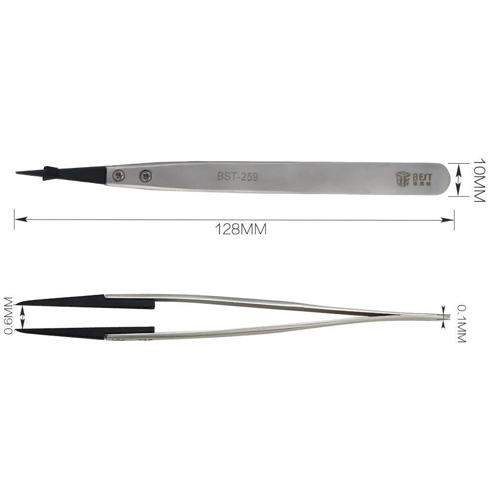 BST-259A  Stainless steel  Anti-static Fine Point Tweezers with Replaceable  Tip