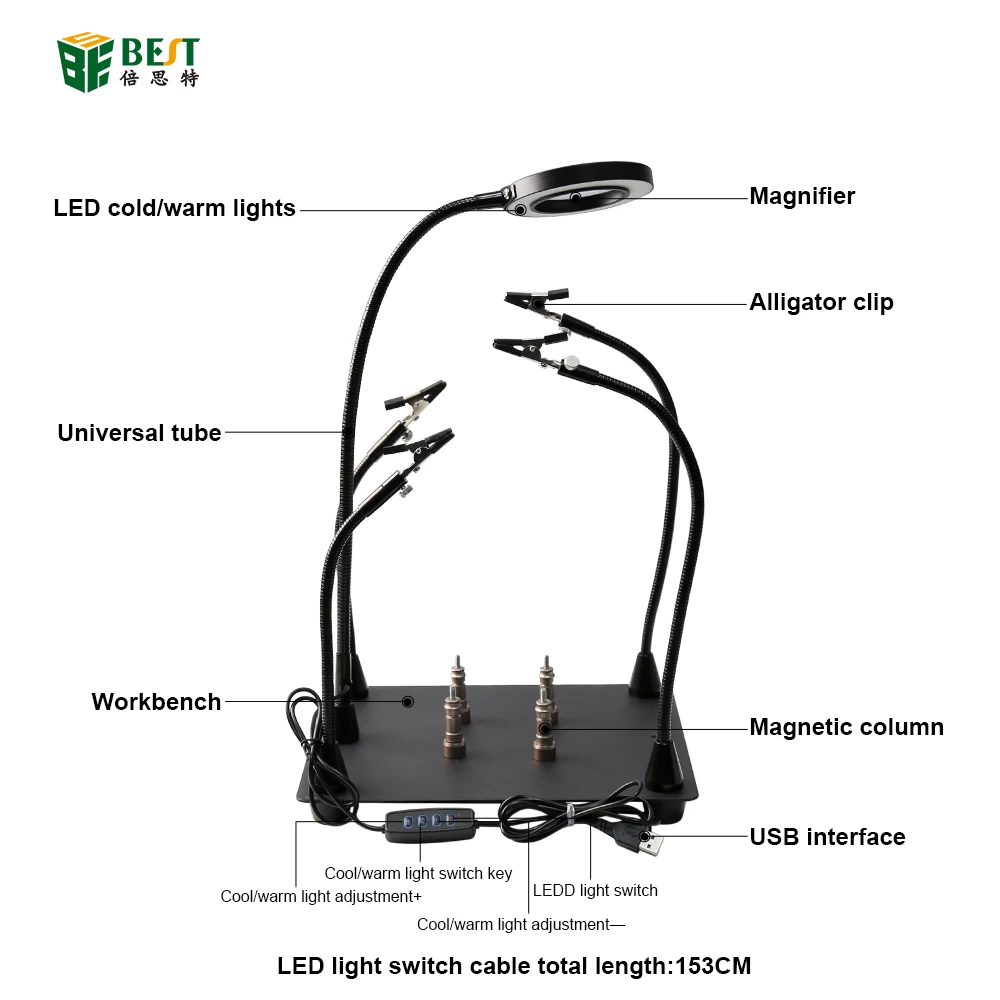 BST-168L PCB Lötwerkzeugplattform LED-Lupe-Lupe für BGA-Motherboard-Schweißlicht-Lupe elektronische Wartung