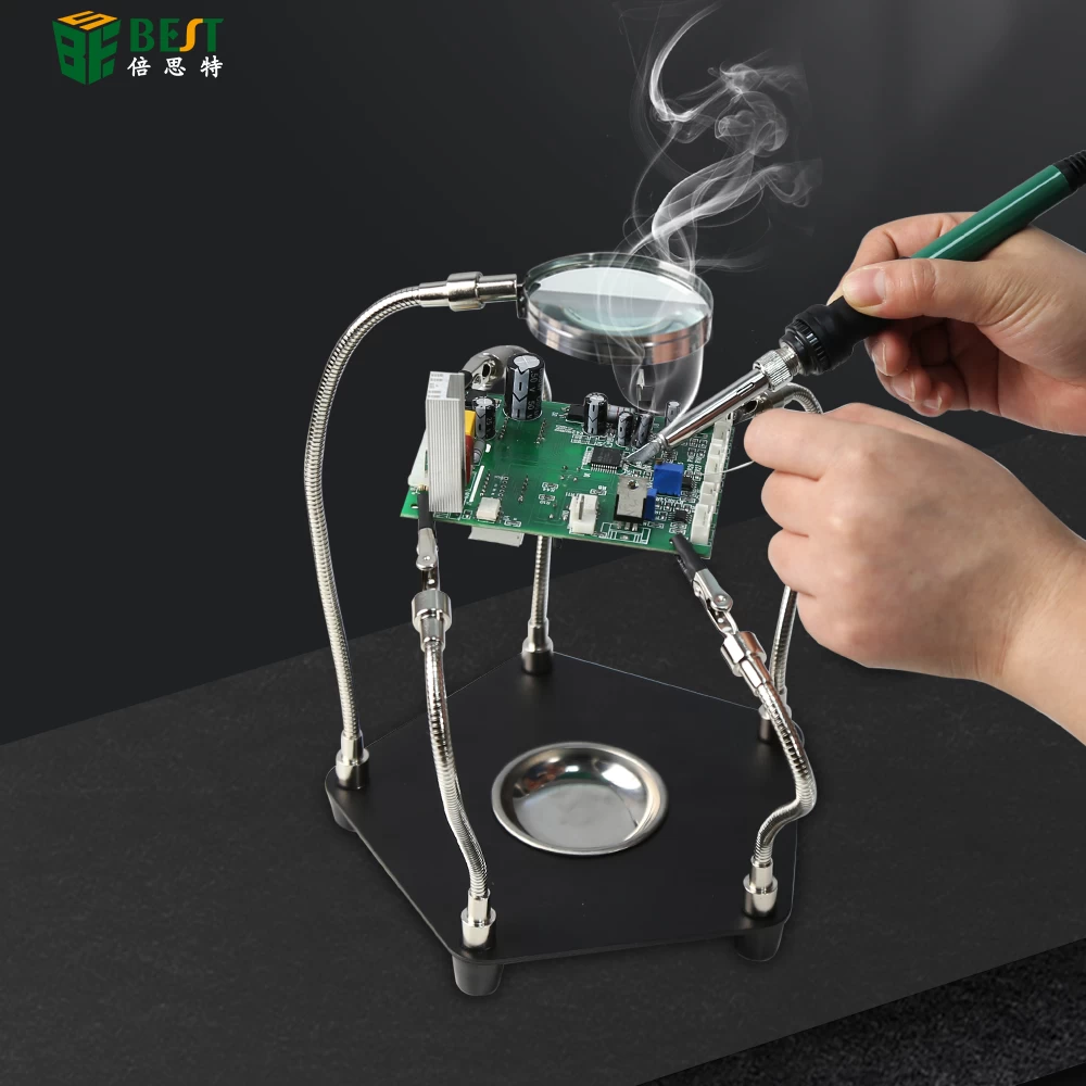 BST-268L Multi Soldering Station Helping Third Hand 3X USB LED Magnifying Glass Lamp For PCB Welding Repair Station Tool