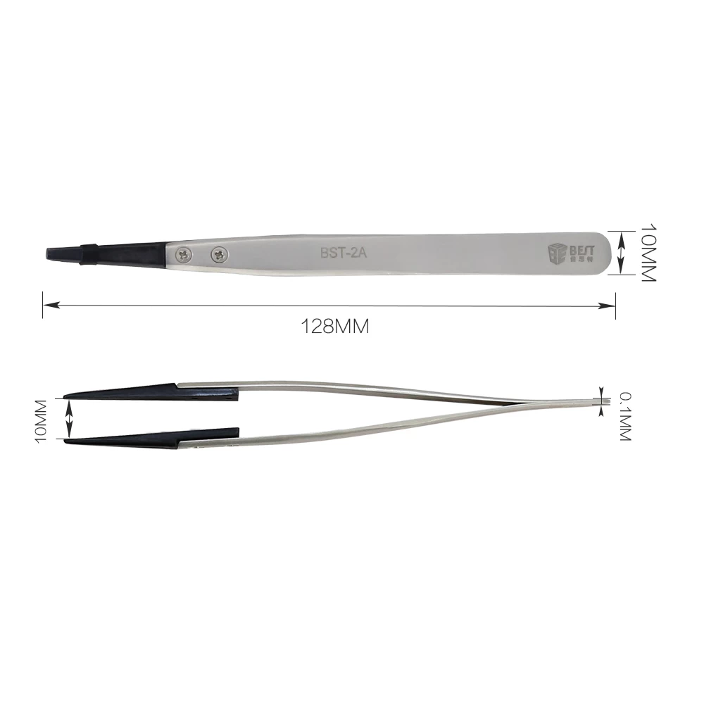 BST-2A Anti-static tweezers with replaceable  flat tip