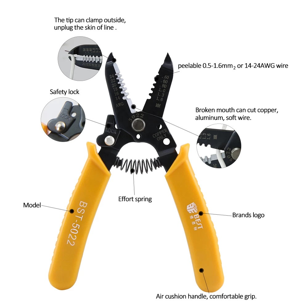BST-5022 Multi-function High qulity Light Wire crimping tool stripping pliers