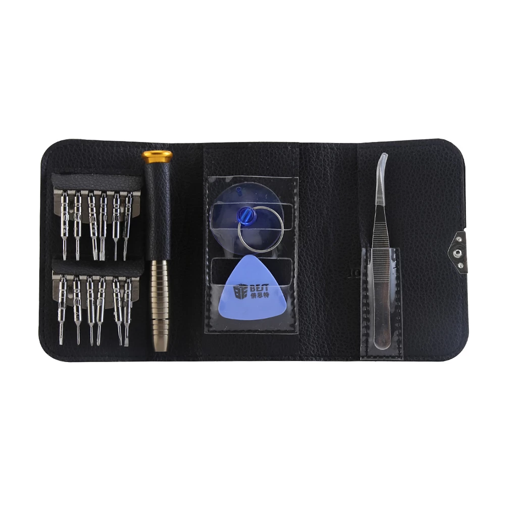 BST-633B 16 in 1 Precision Screwdrivers Wallet Set Opening Repair Tool Kit with tweezers for cellphone camera watch Electronic