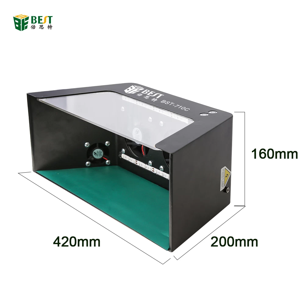 BST-710C Mini Desktop Dust Removal Workbench Dust Free Clean Room Cleaner For Mobile Phone LCD Repair With green Lamp