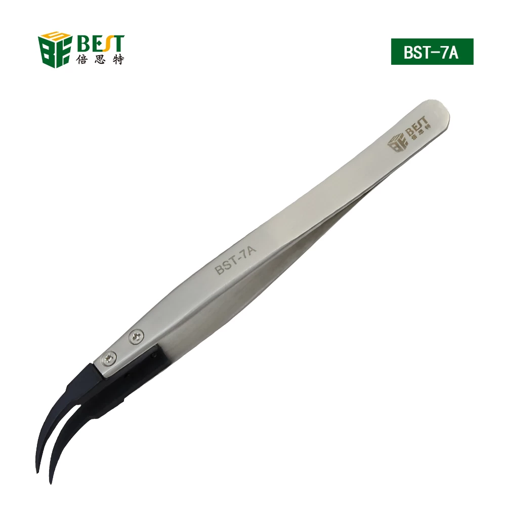 BST-7A Anti-static fine curved tweezers with replaceable tip
