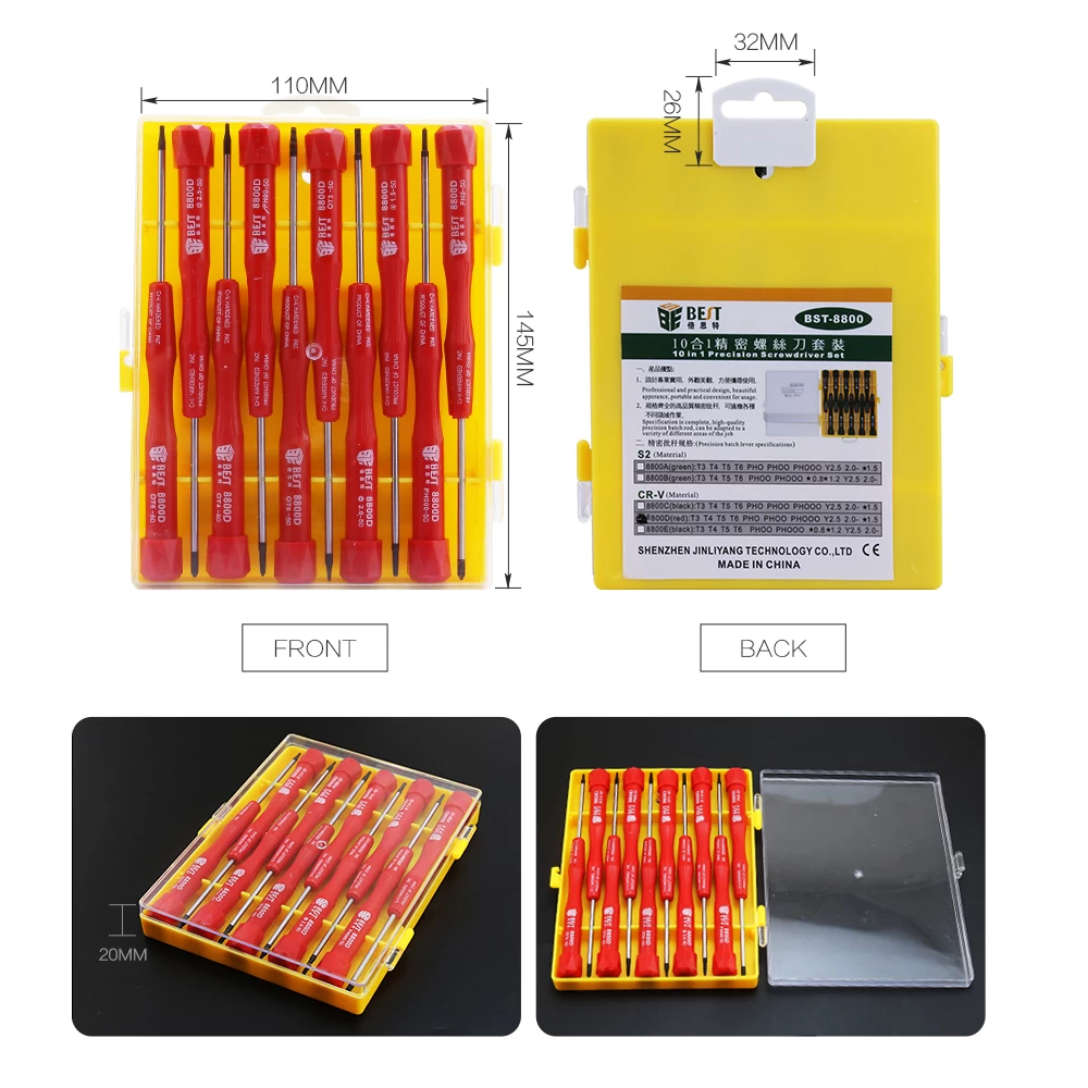 BST-8800D 10 in 1 Professional Cell Phone Screwdriver Set Repair Tool Kit For iPhone Mobile Repairing