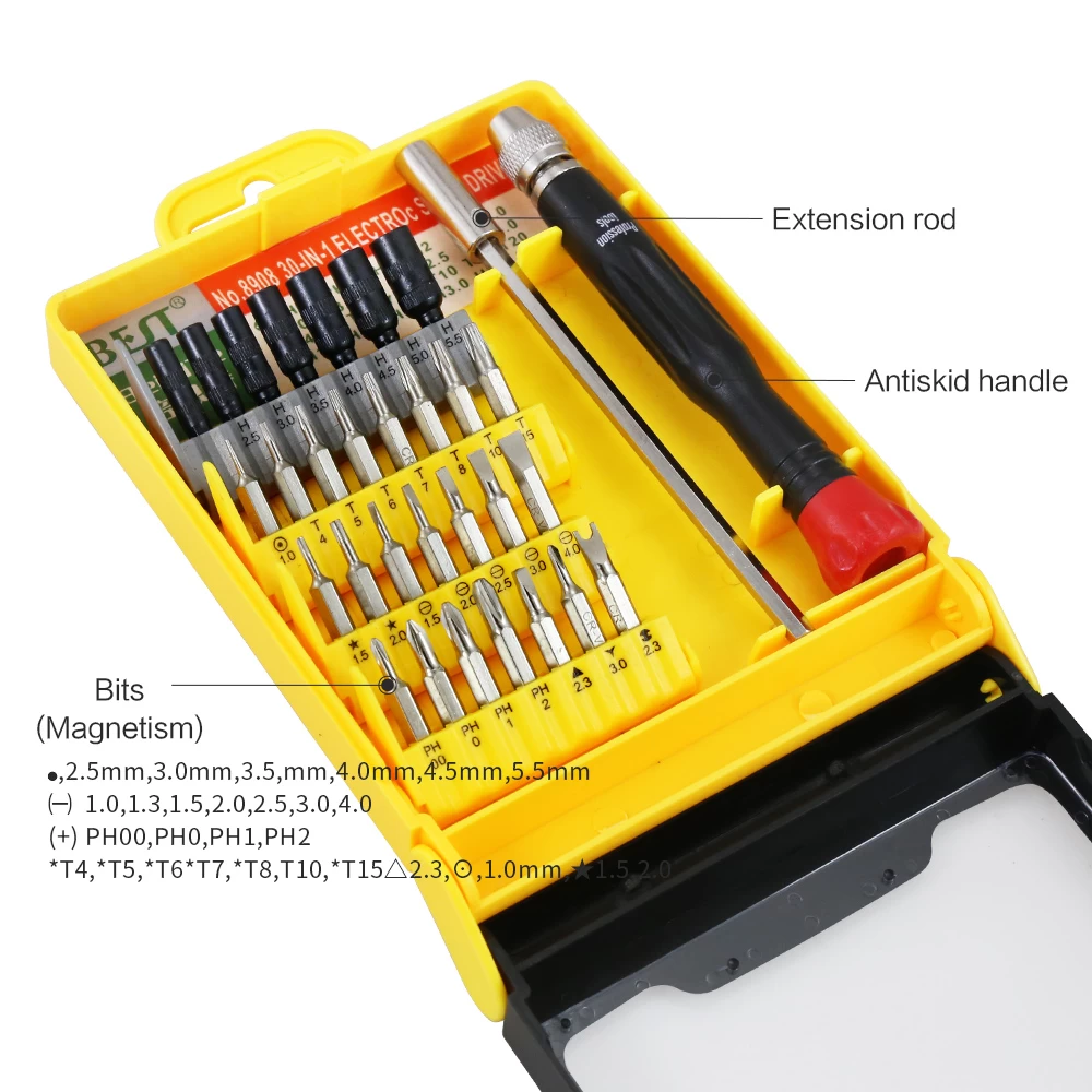 BST-8908 Mehrzweck-Magnetpräzisions-Schraubendreher Set Kit Torx PH Pentalobe für Mac iPhone iPad Samsung